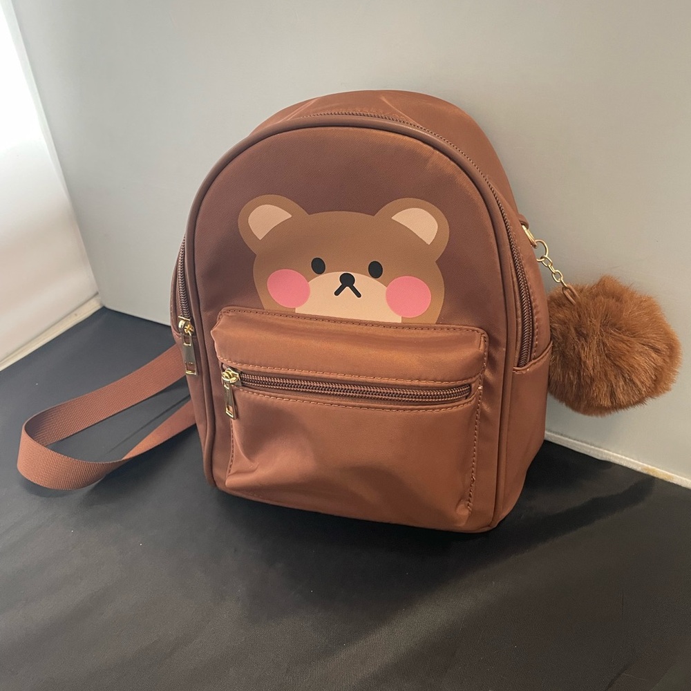 Backpack by LD with bear for kids small size brown